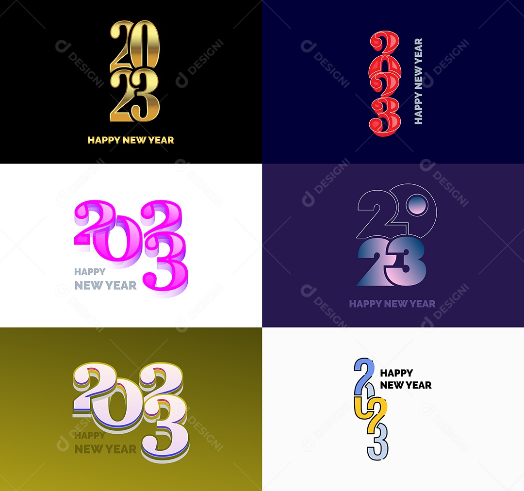 Conjunto De Logotipos Feliz 2023 Vetor EPS