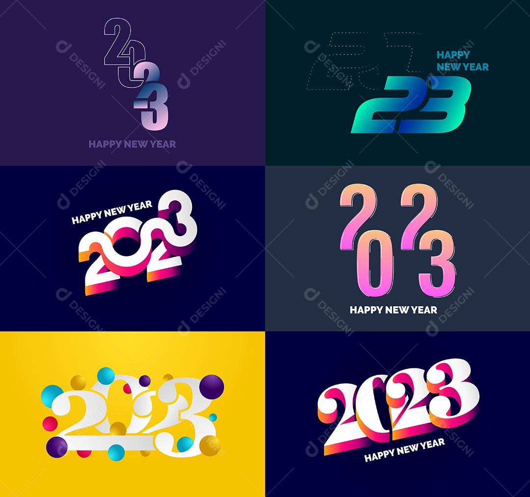 Conjunto De Logotipos Feliz 2023 Vetor EPS