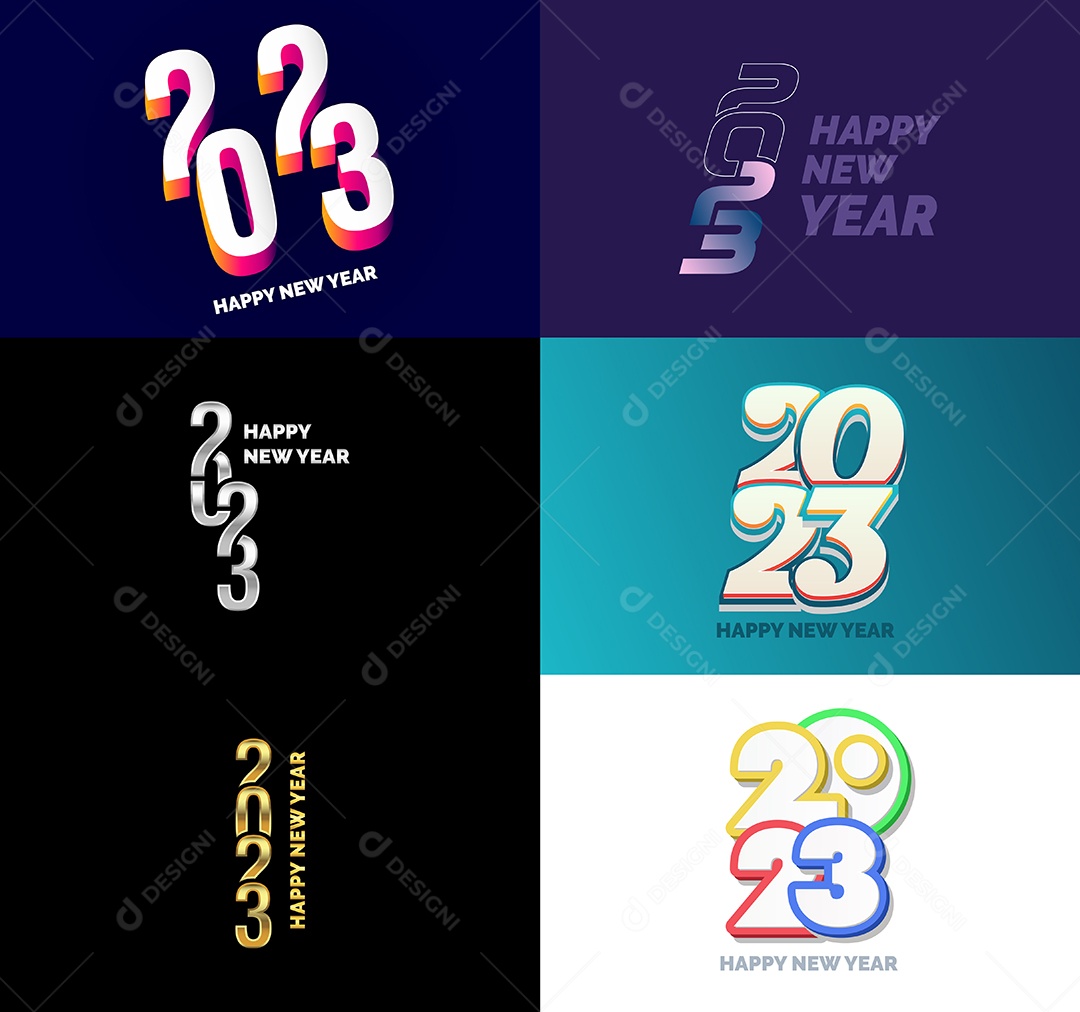 Conjunto De Logotipos Feliz 2023 Vetor EPS