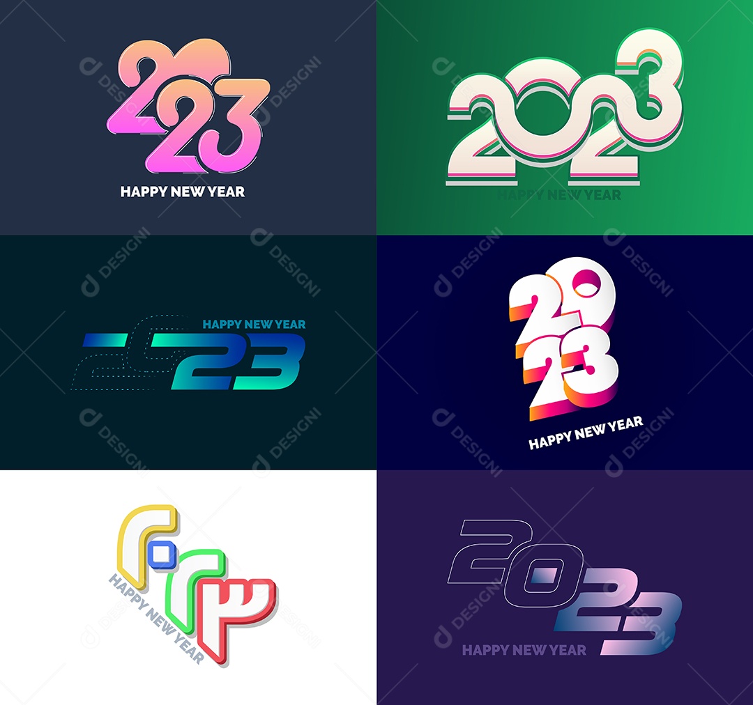 Conjunto De Logotipos Feliz 2023 Vetor EPS