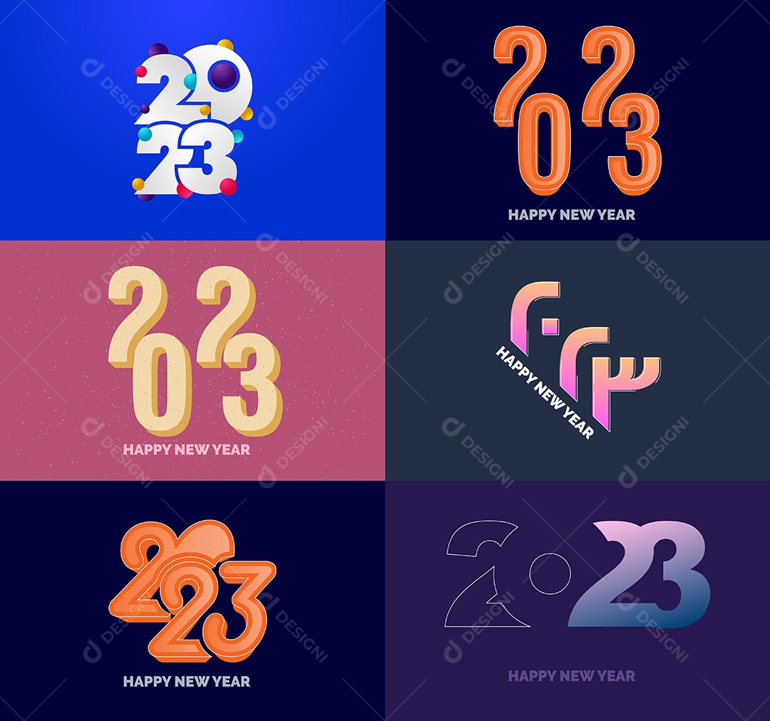 Conjunto De Logotipos Feliz 2023 Vetor EPS