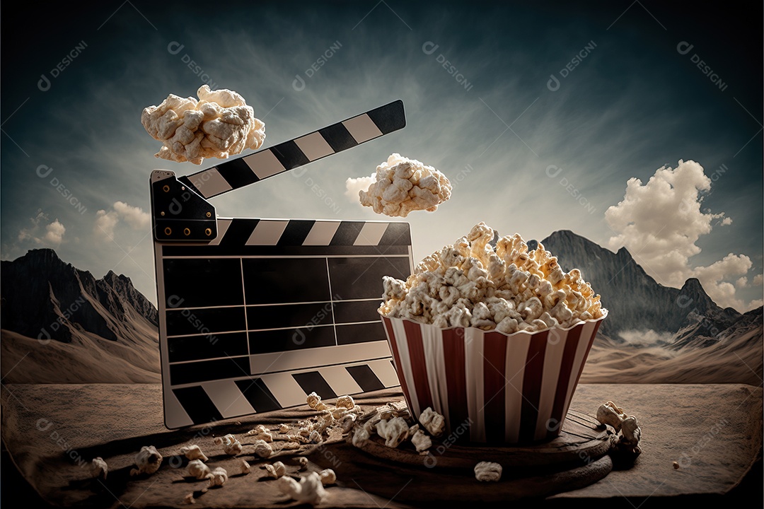 Planeta gigante de conceito de entretenimento de pipoca