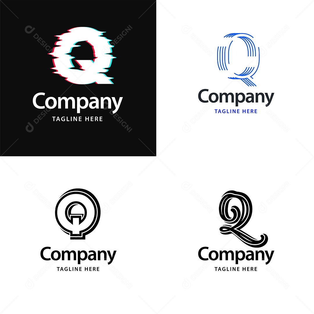 Logo Q Personalizada Logotipos Modernos AI Editável