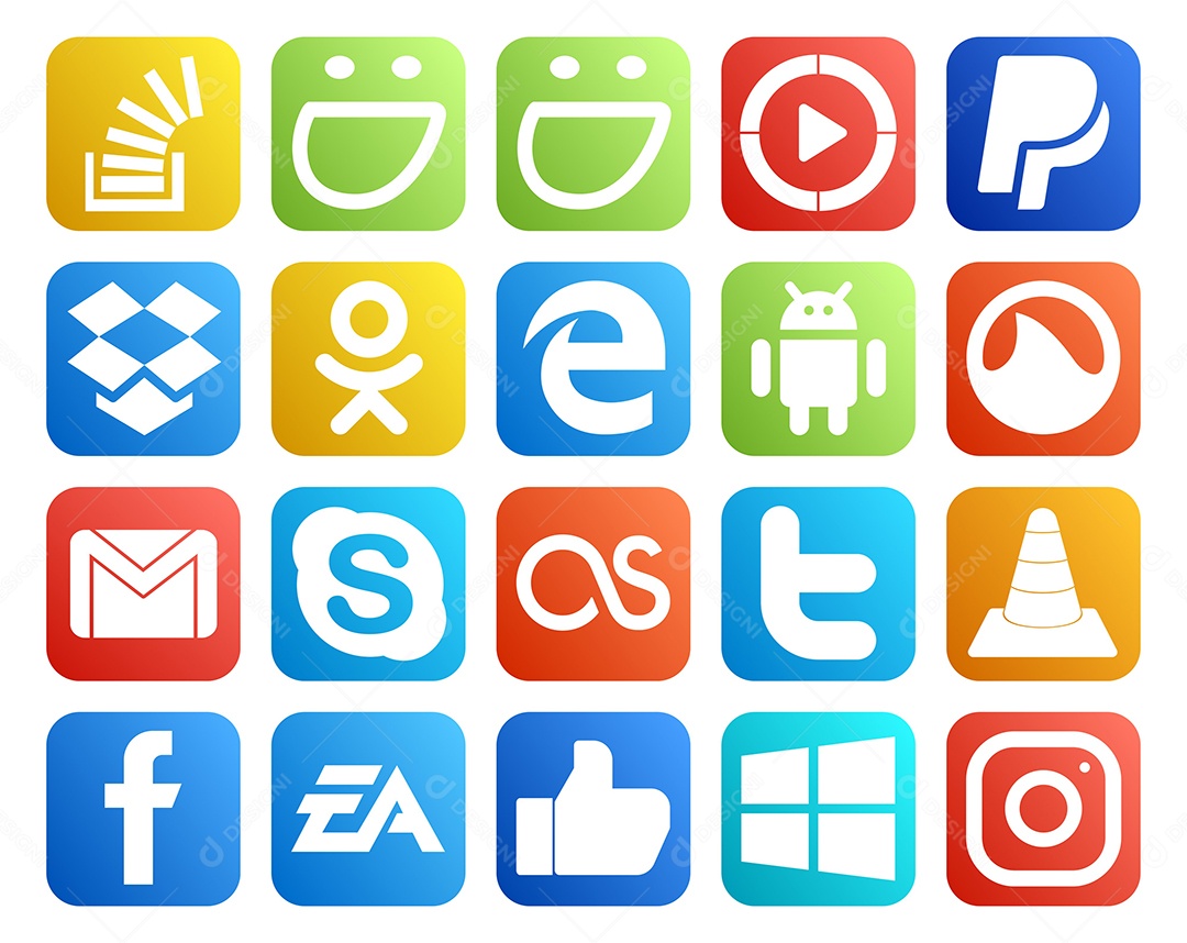 Pacote De Ícones de Mídia Social Vetor EPS