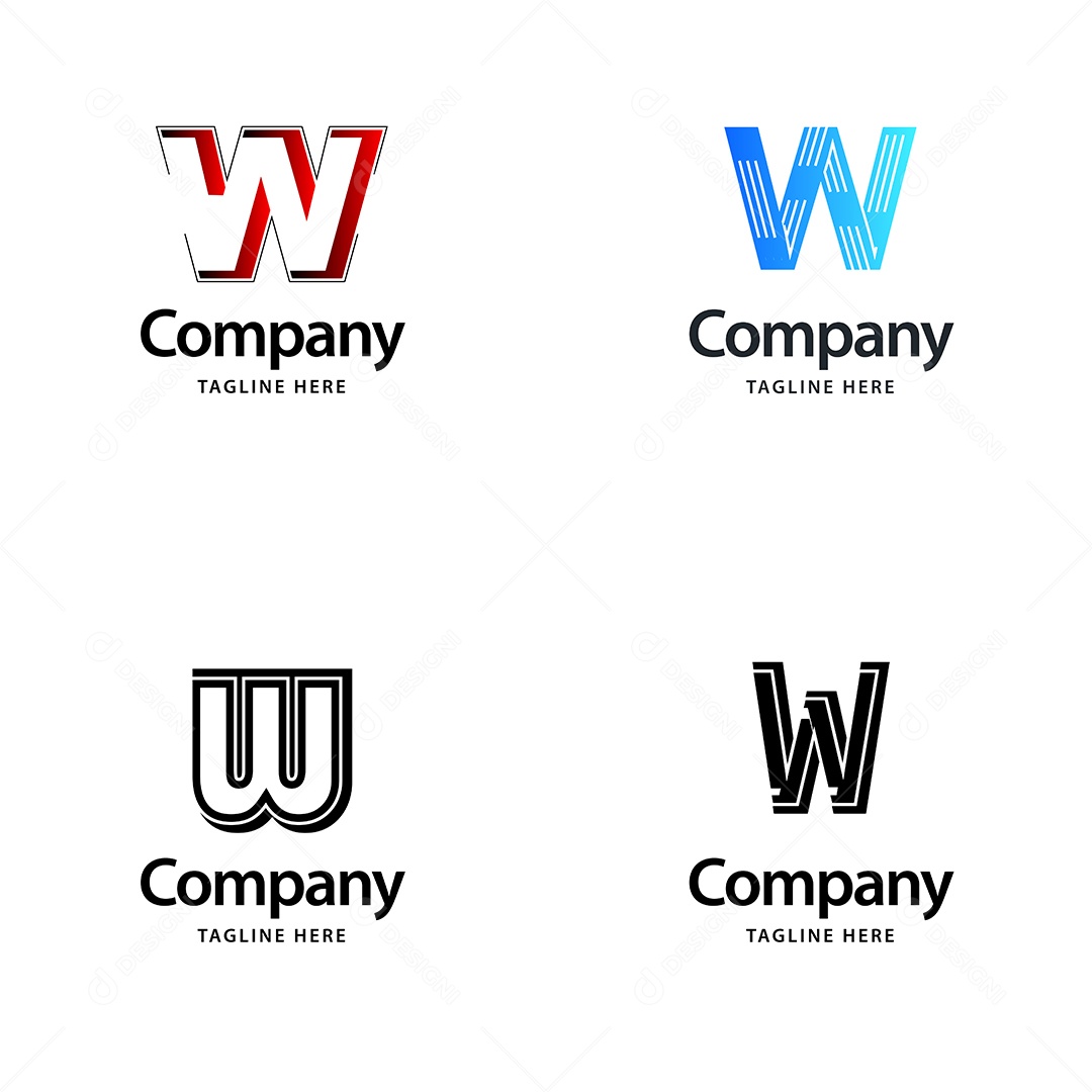 Logo W Personalizada Logotipos Modernos AI Editável
