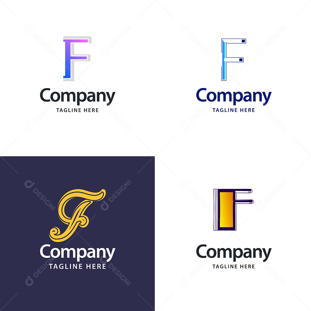 Logo F Personalizada Logotipos Modernos AI Editável