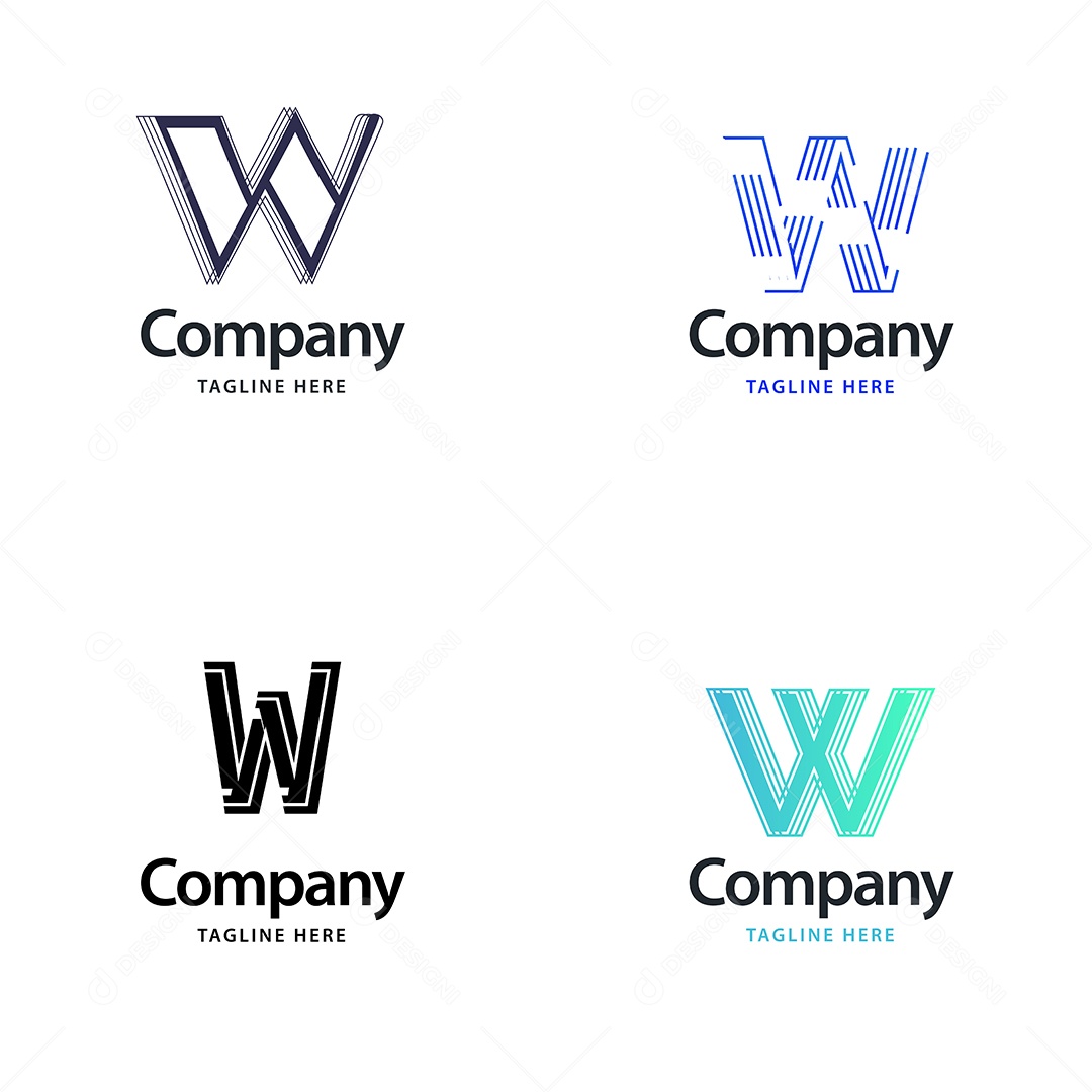 Logo W Personalizada Logotipos Modernos AI Editável