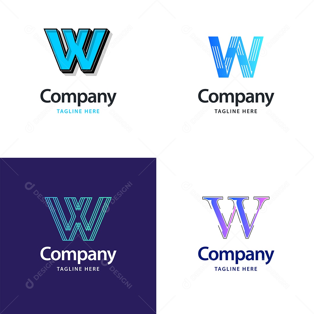 Logo W Personalizada Logotipos Modernos AI Editável
