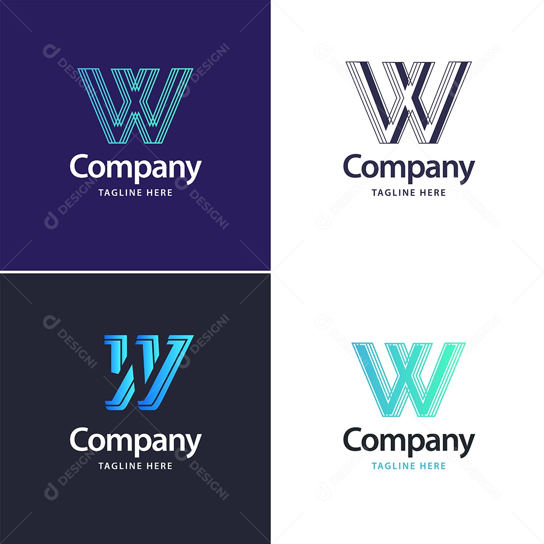 Logo W Personalizada Logotipos Modernos AI Editável