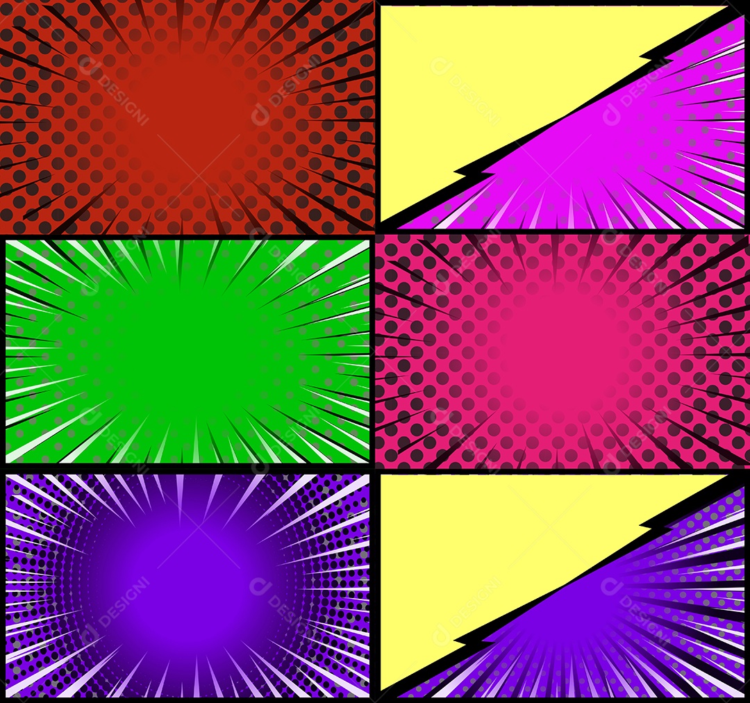 Vetor Retrô de Fundo em Quadrinhos Colorida Vetor EPS