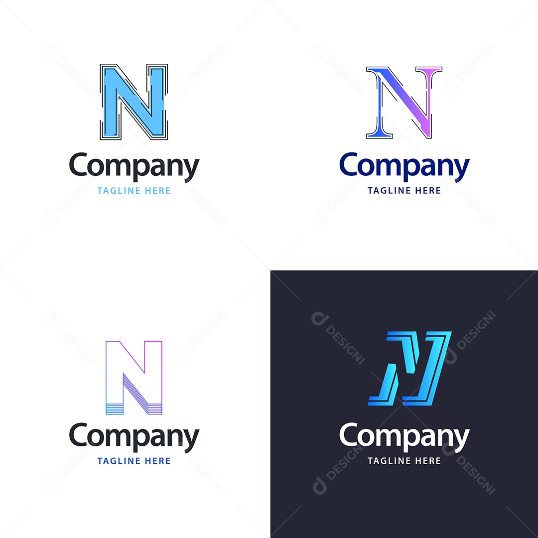 Logo N Personalizada Logotipos Modernos AI Editável