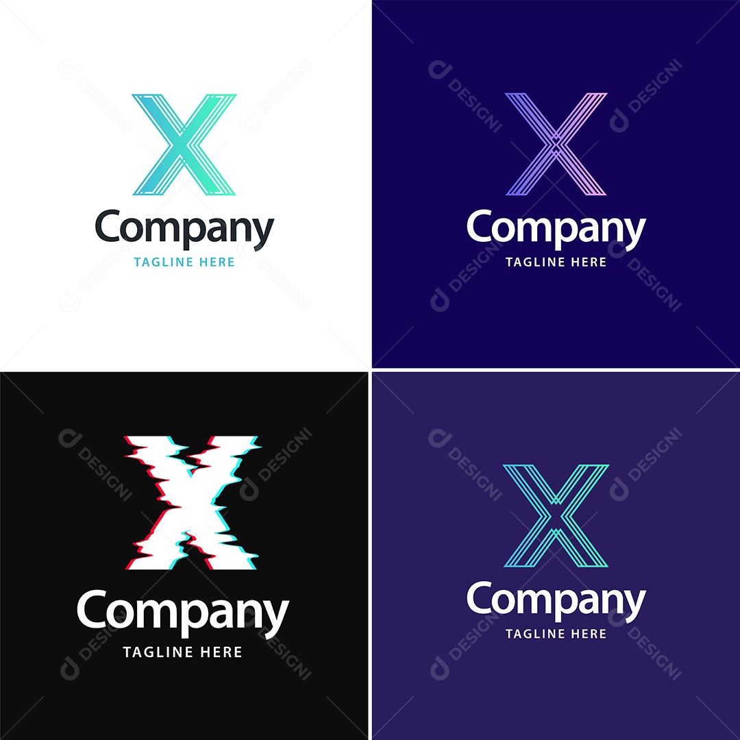 Logo X Personalizada Logotipos Modernos AI Editável
