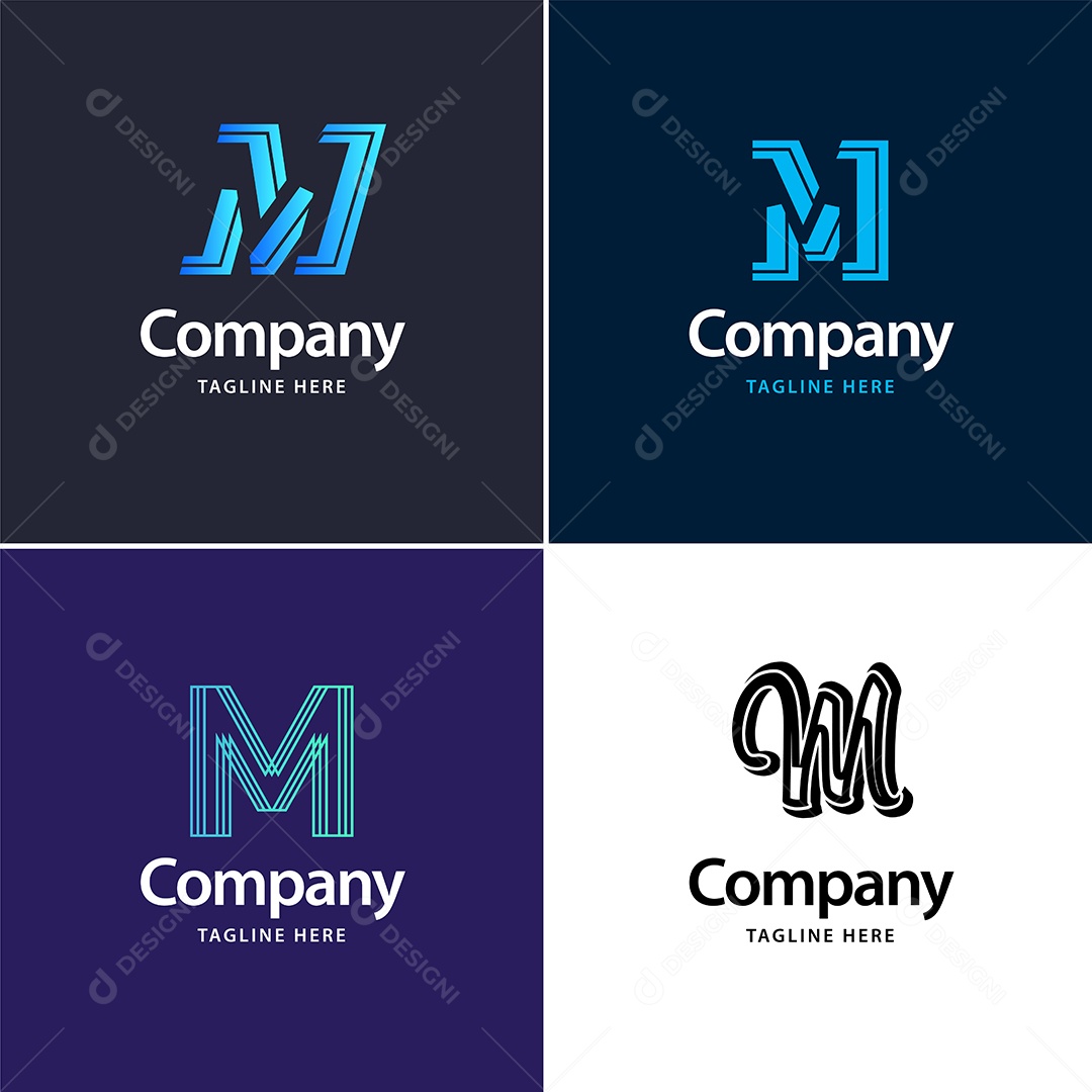 Logo M Personalizada Logotipos Modernos AI Editável