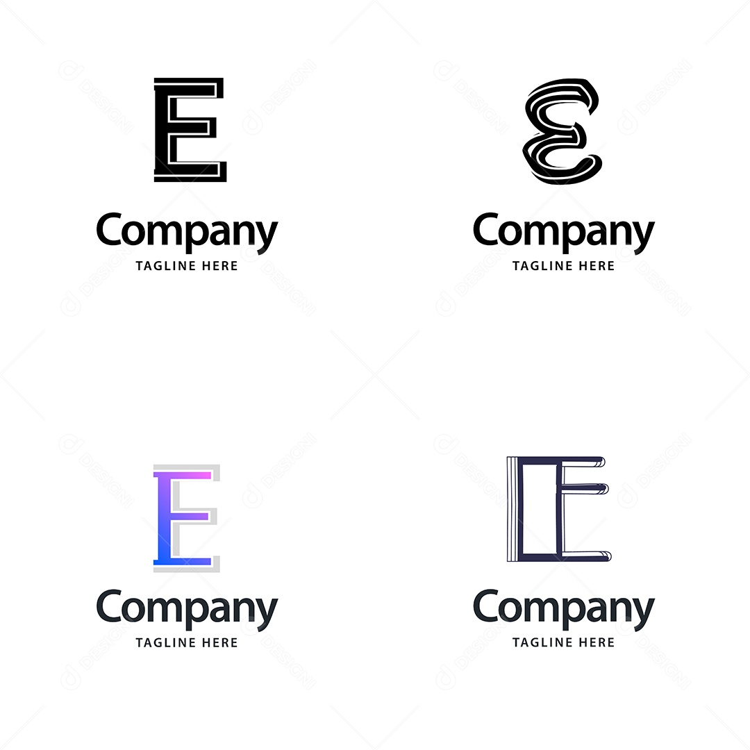 Logo E Personalizada Logotipos Modernos AI Editável