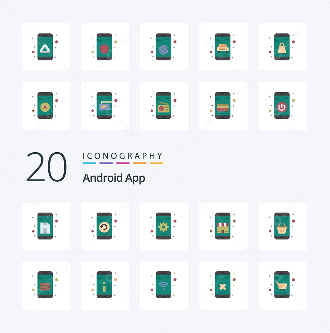 Pacote de Ícones e Elementos Android  Vetores EPS