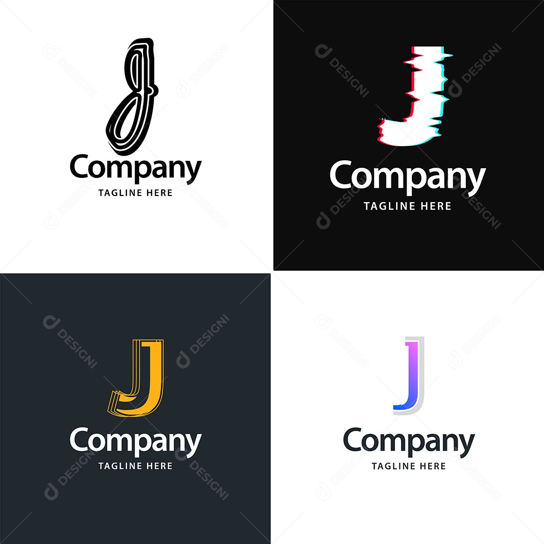 Logo J Personalizada Logotipos Modernos AI Editável