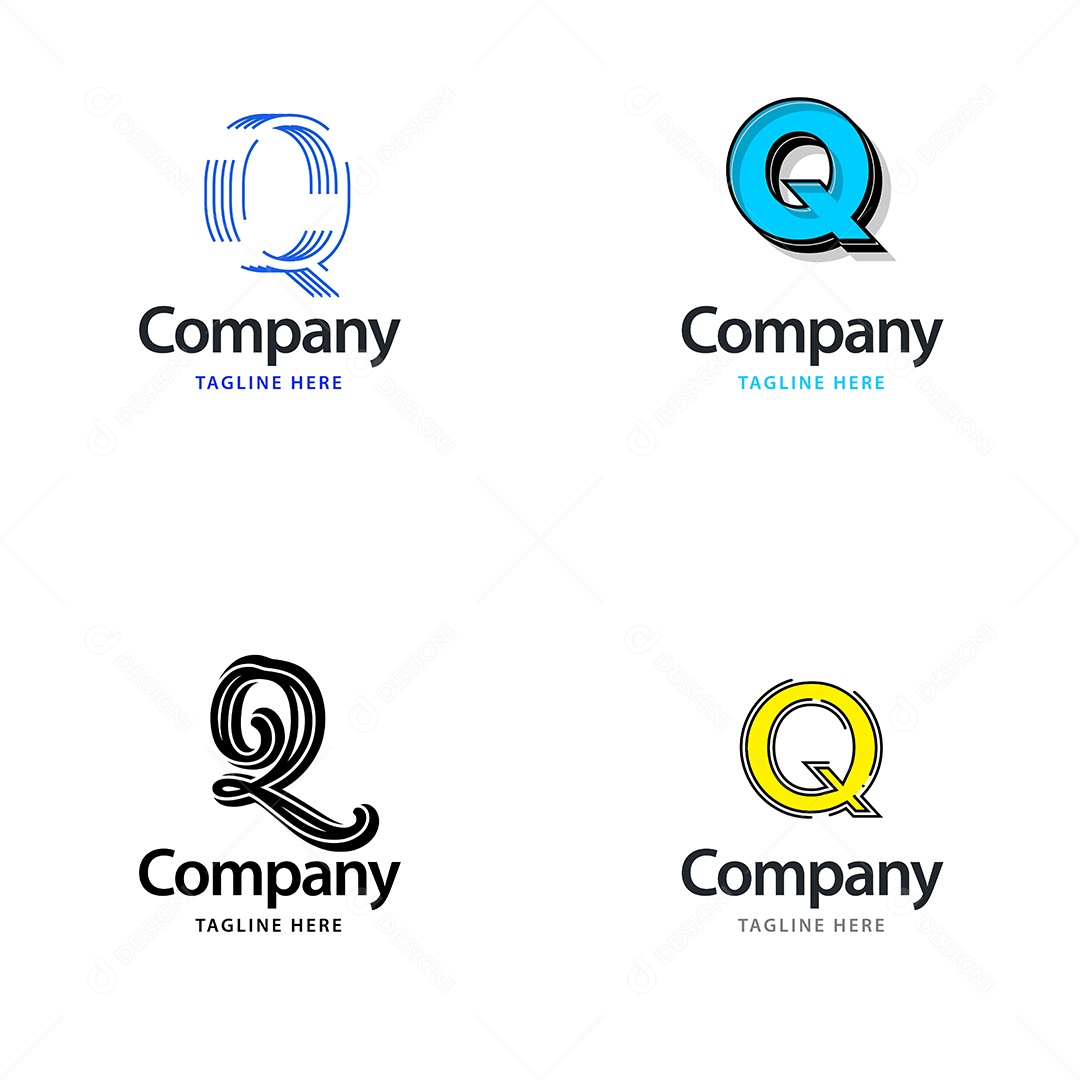 Logo Q Personalizada Logotipos Modernos AI Editável