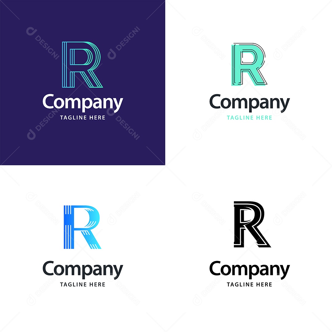 Logo R Personalizada Logotipos Modernos AI Editável