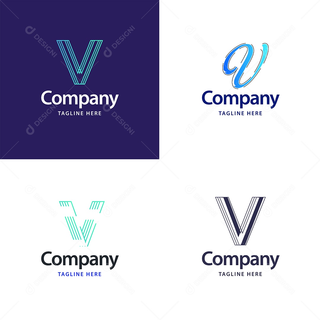Logo V Personalizada Logotipos Modernos AI Editável