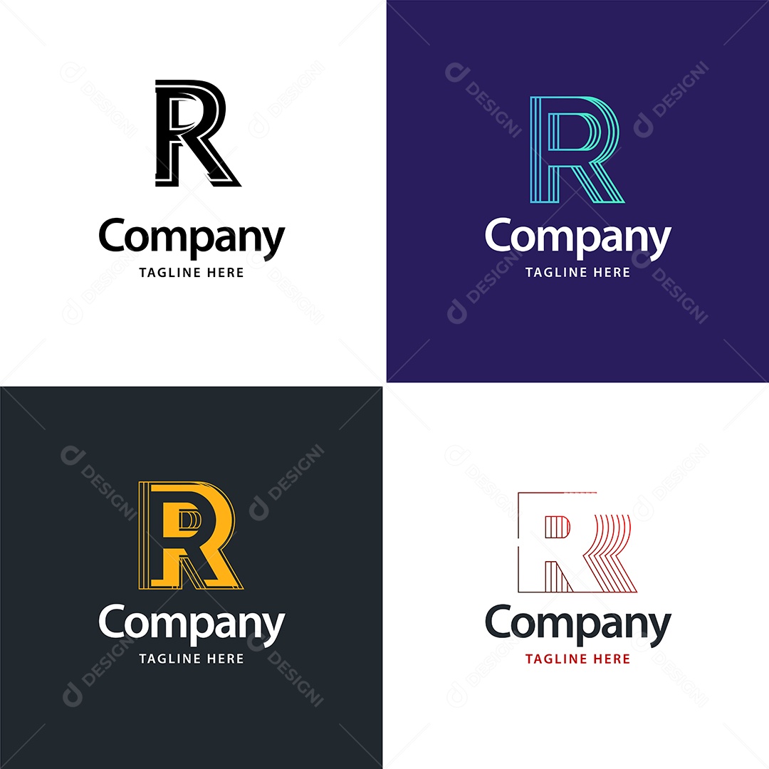 Logo R Personalizada Logotipos Modernos AI Editável
