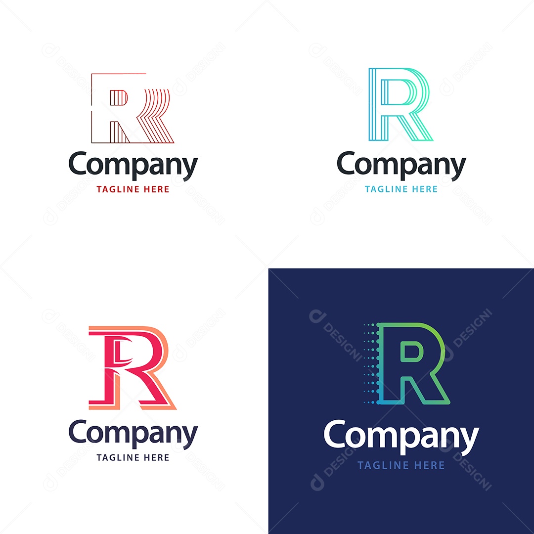 Logo R Personalizada Logotipos Modernos AI Editável