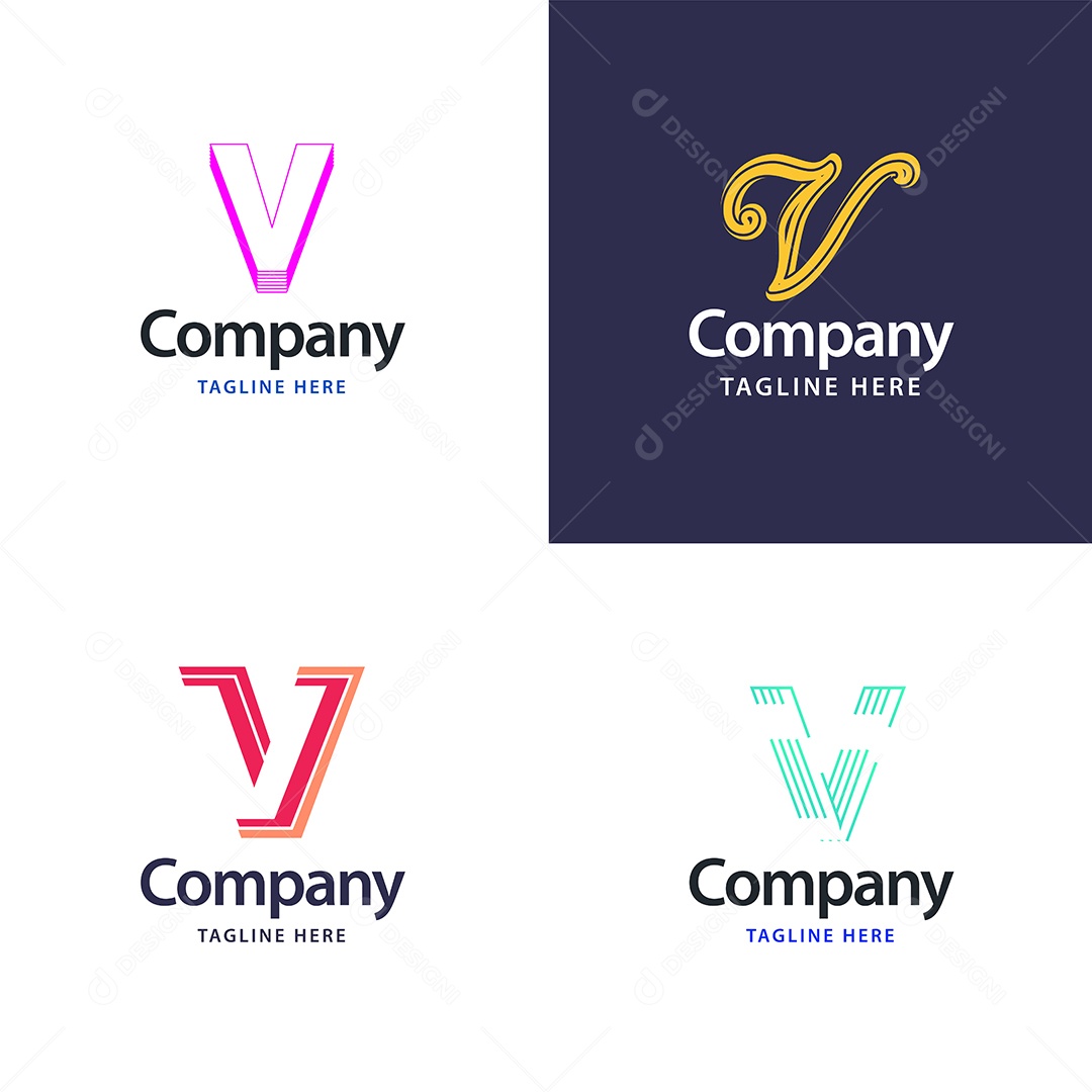 Logo V Personalizada Logotipos Modernos AI Editável