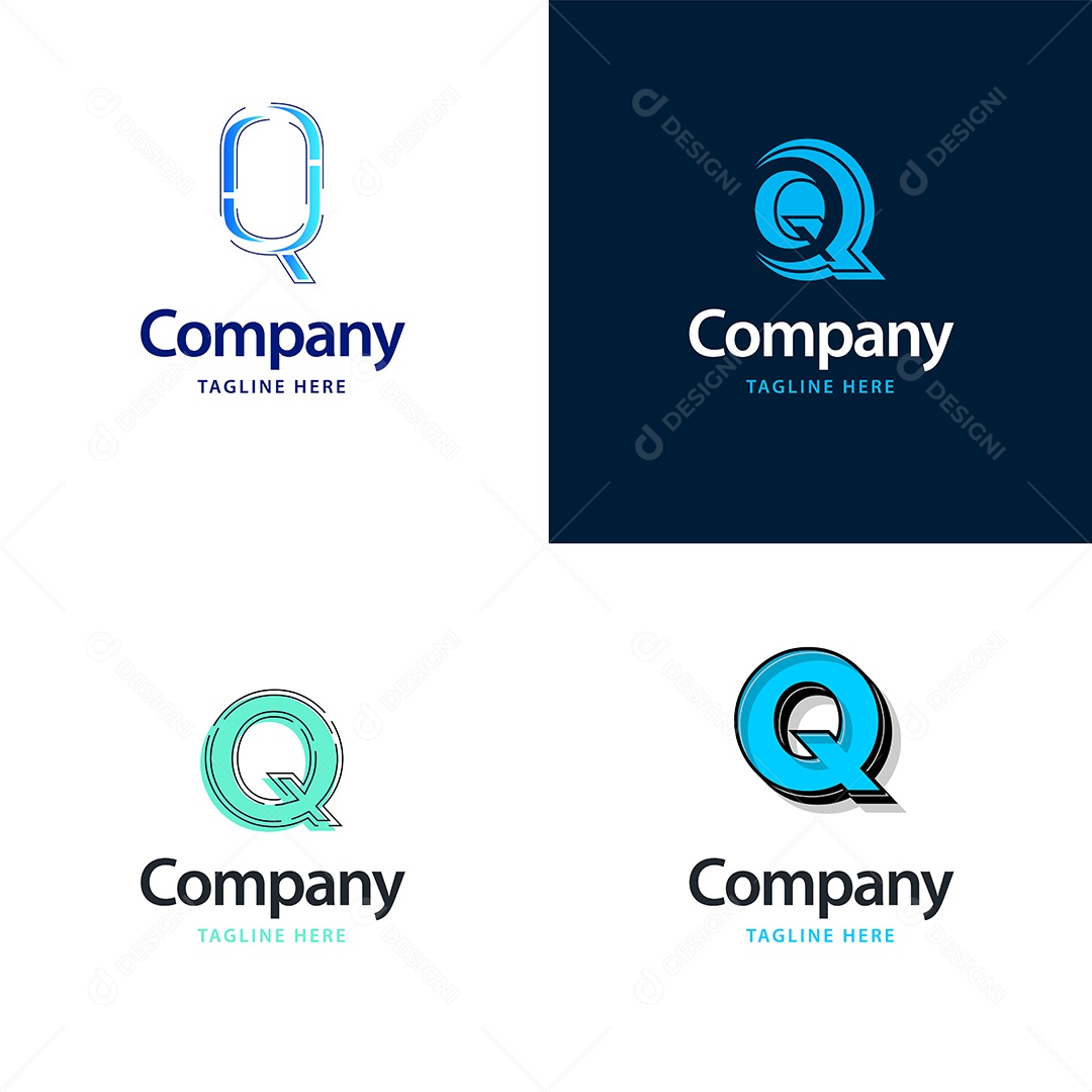 Logo Q Personalizada Logotipos Modernos AI Editável