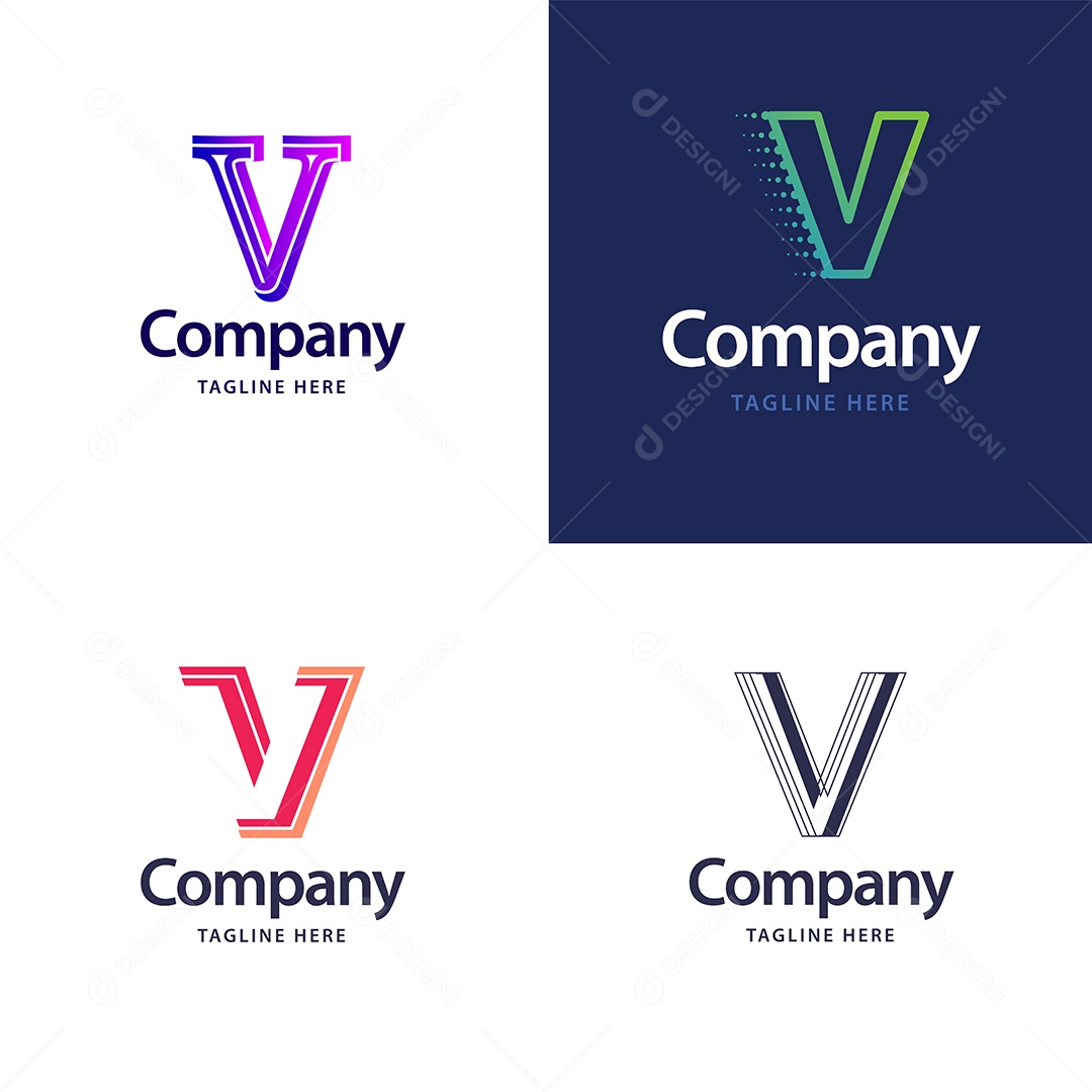 Logo V Personalizada Logotipos Modernos AI Editável
