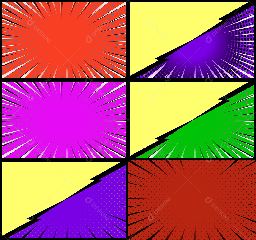 Vetor Retrô de Fundo em Quadrinhos Coloridos Vetor EPS