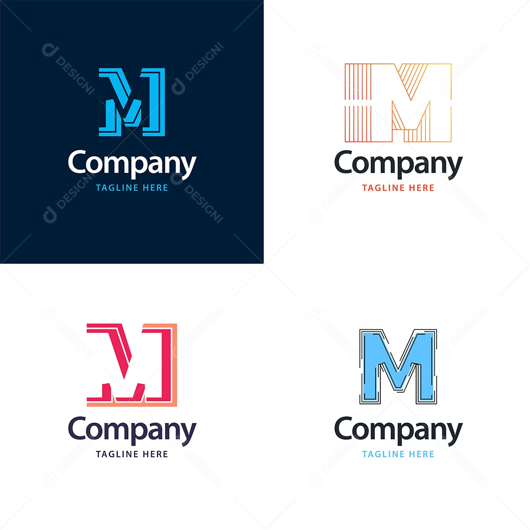 Logo M Personalizada Logotipos Modernos AI Editável