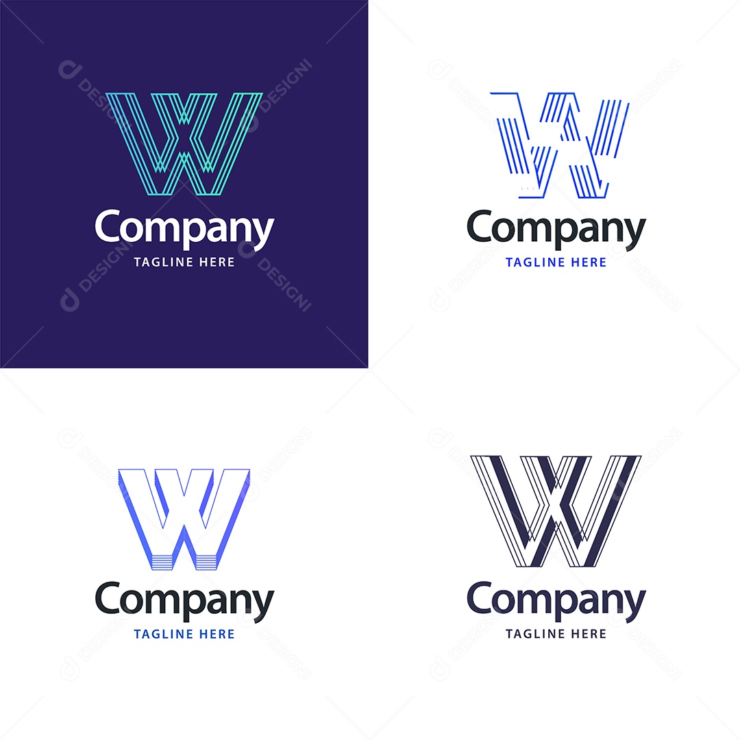 Logo W Personalizada Logotipos Modernos AI Editável