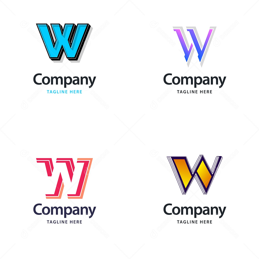 Logo W Personalizada Logotipos Modernos AI Editável