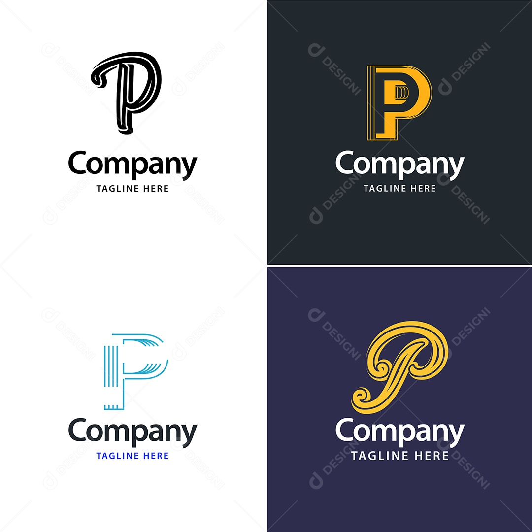 Logo P Personalizada Logotipos Modernos AI Editável