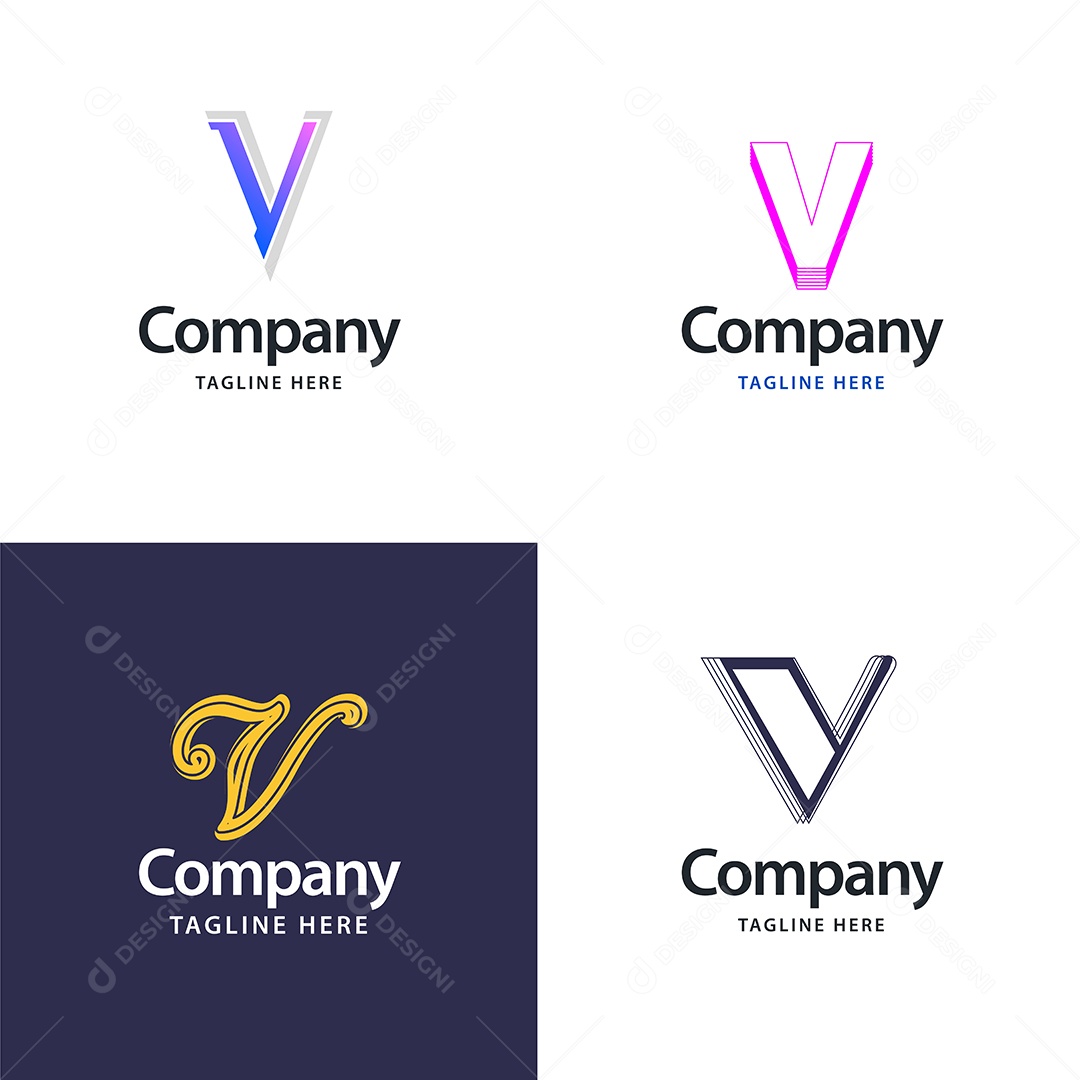 Logo V Personalizada Logotipos Modernos AI Editável