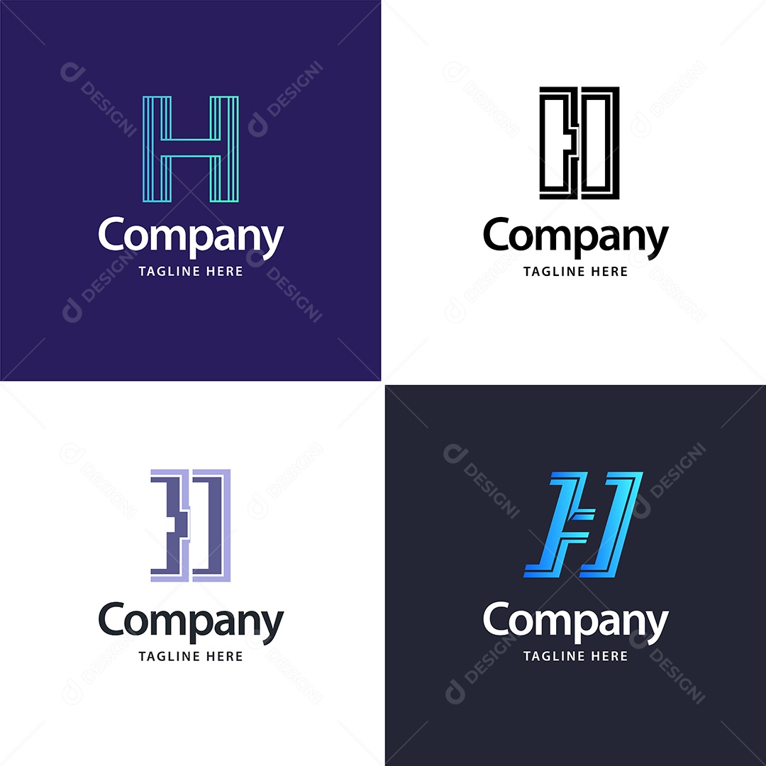Logo H Personalizada Logotipos Modernos AI Editável