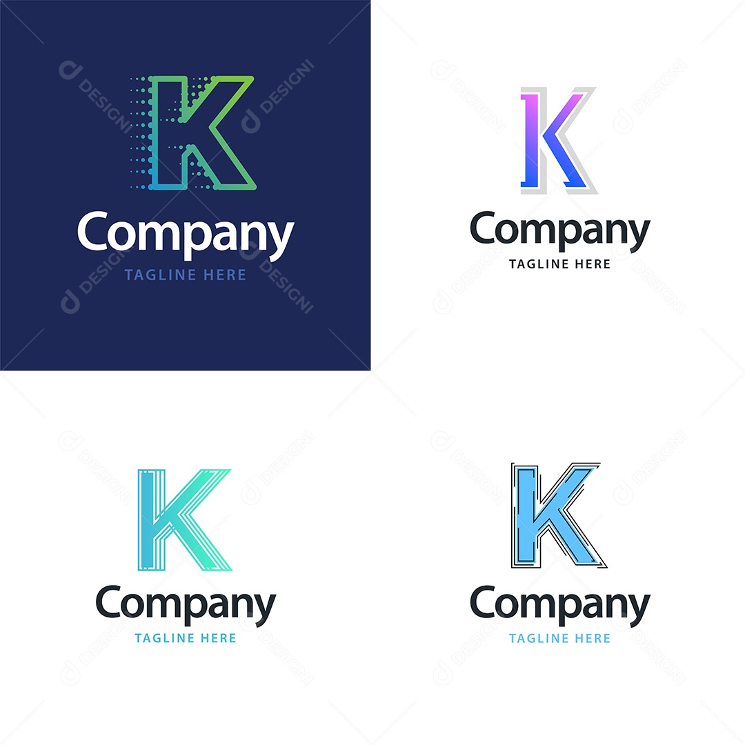 Logo K Personalizada Logotipos Modernos AI Editável