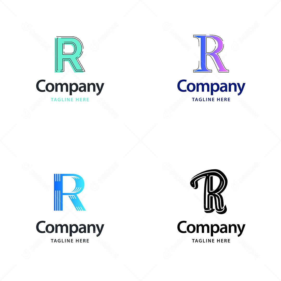 Logo R Personalizada Logotipos Modernos AI Editável