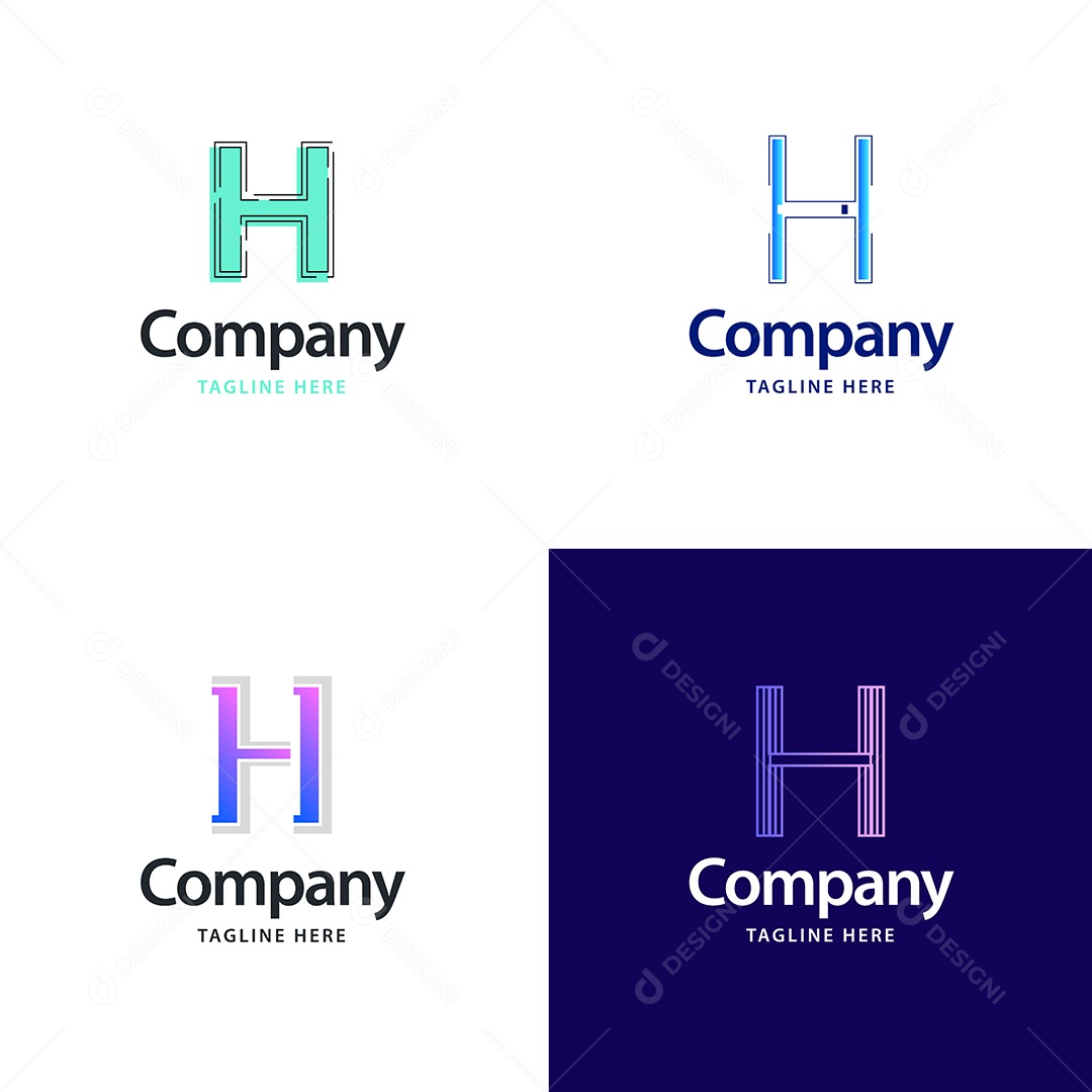 Logo H Personalizada Logotipos Modernos AI Editável