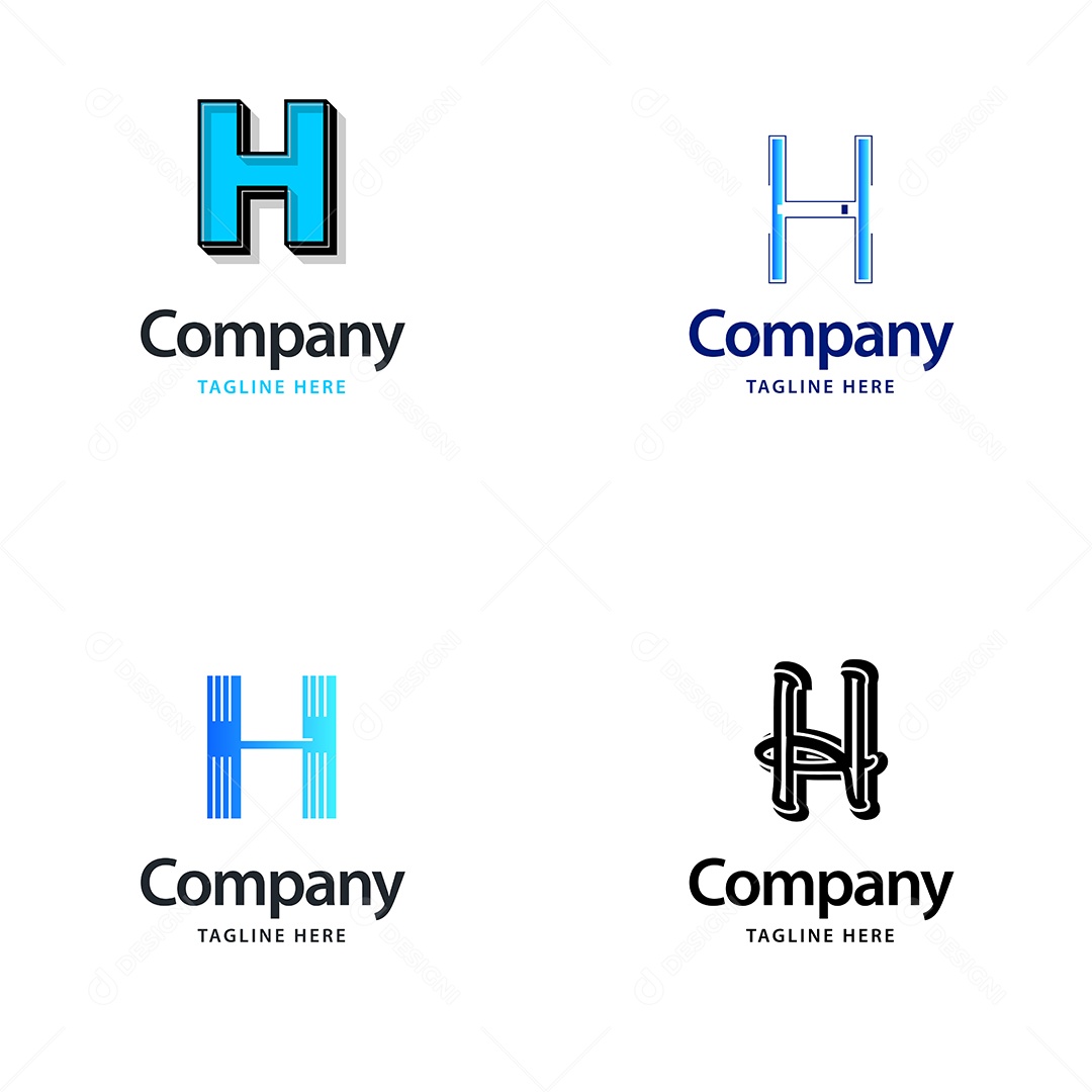 Logo H Personalizada Logotipos Modernos AI Editável