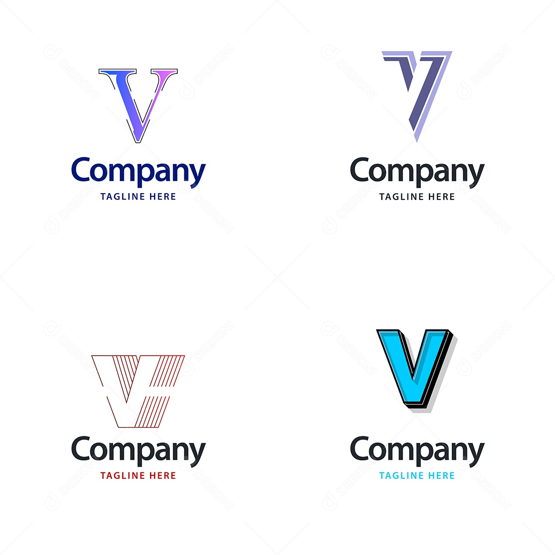 Logo V Personalizada Logotipos Modernos AI Editável