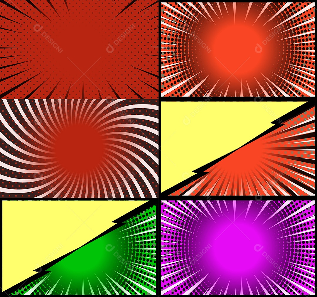 Vetor Retrô de Fundo em Quadrinhos Coloridos Vetor EPS