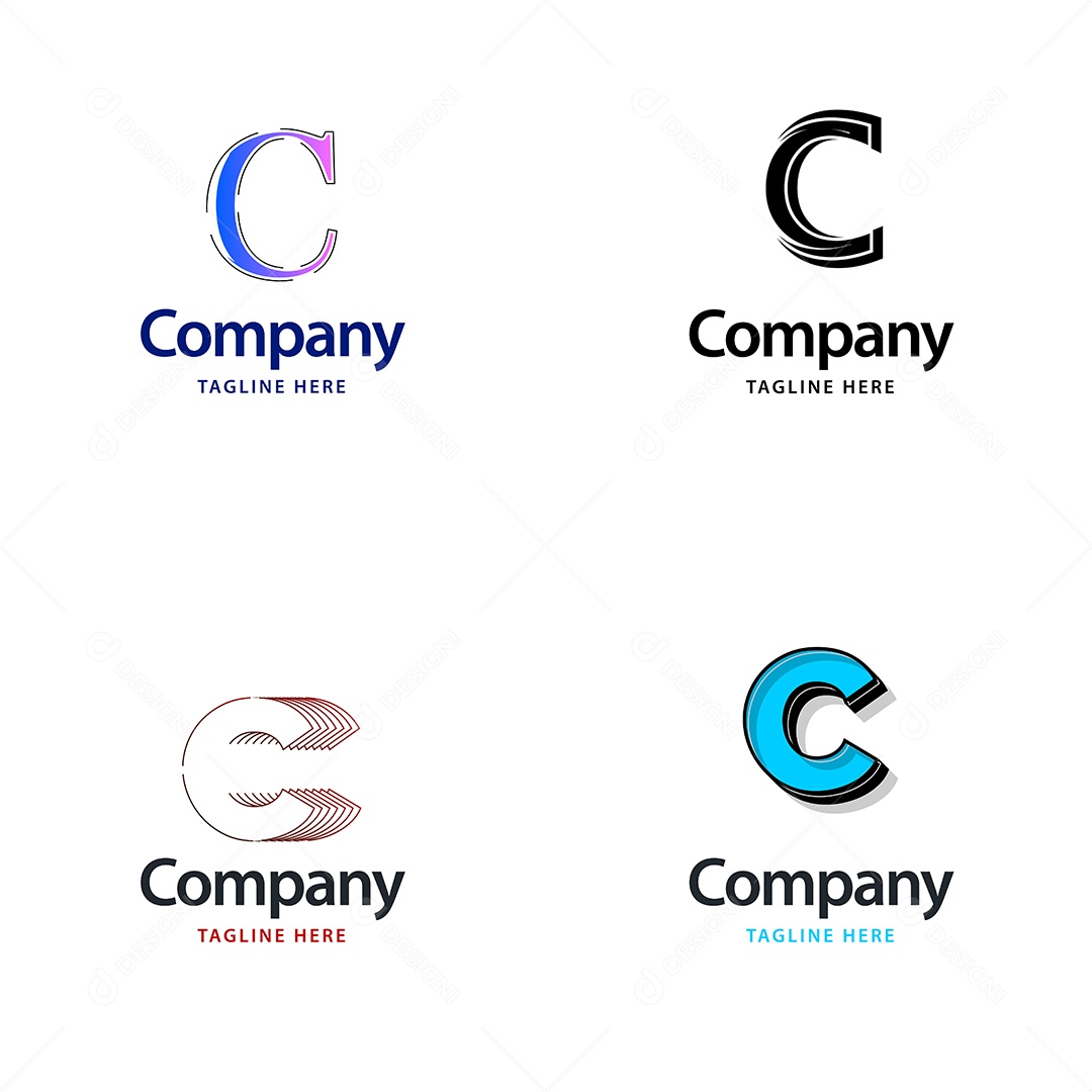 Logo C Personalizada Logotipos Modernos AI Editável