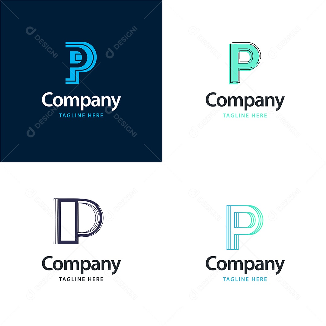 Logo P Personalizada Logotipos Modernos AI Editável