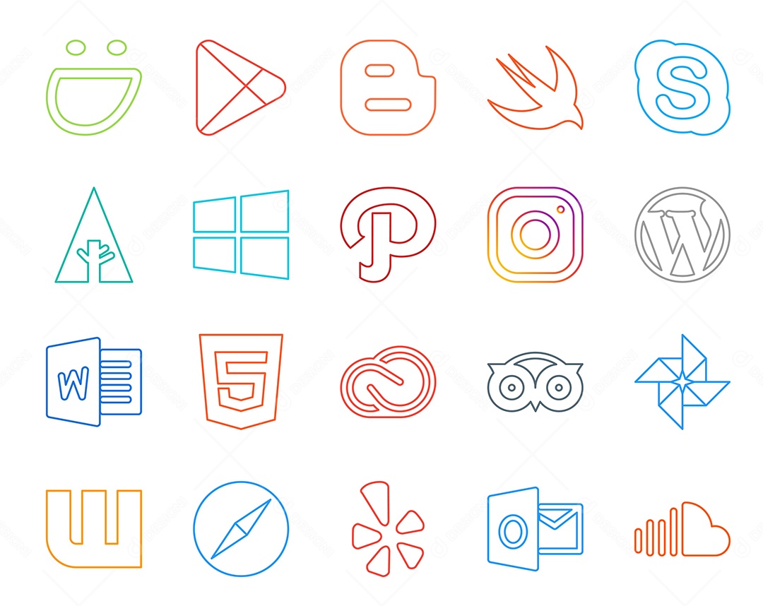 Pacote De Ícones De Redes Sociais Vetor EPS