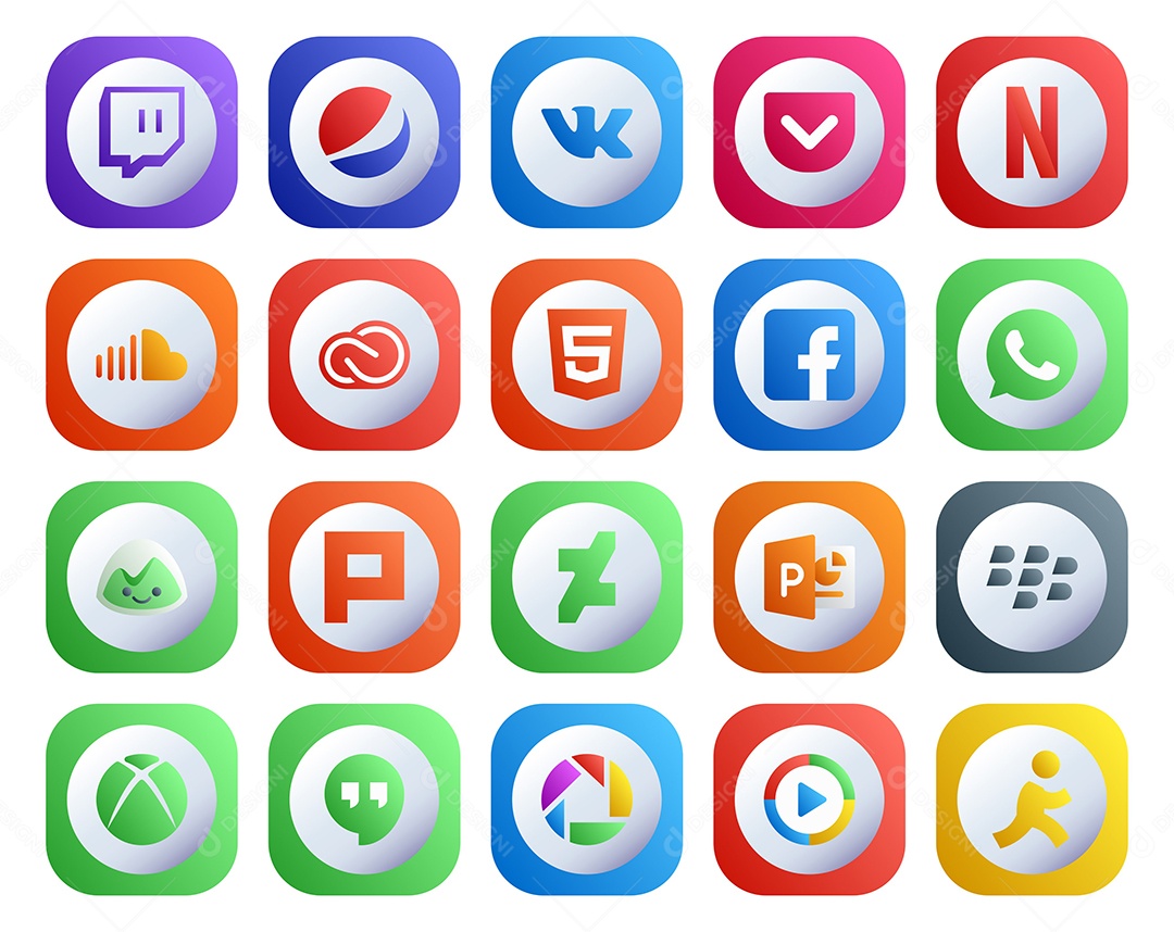 Pacote De Ícones De Redes Sociais Vetor EPS