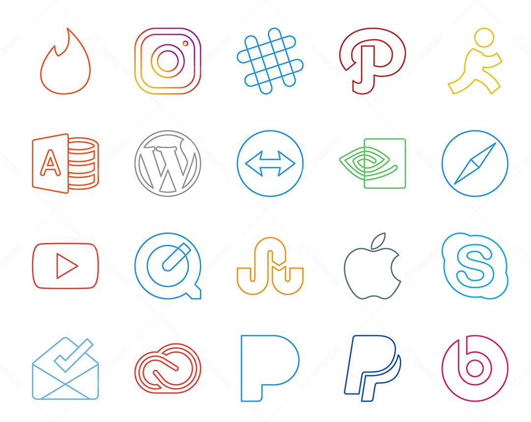 Pacote De Ícones De Redes Sociais Vetor EPS