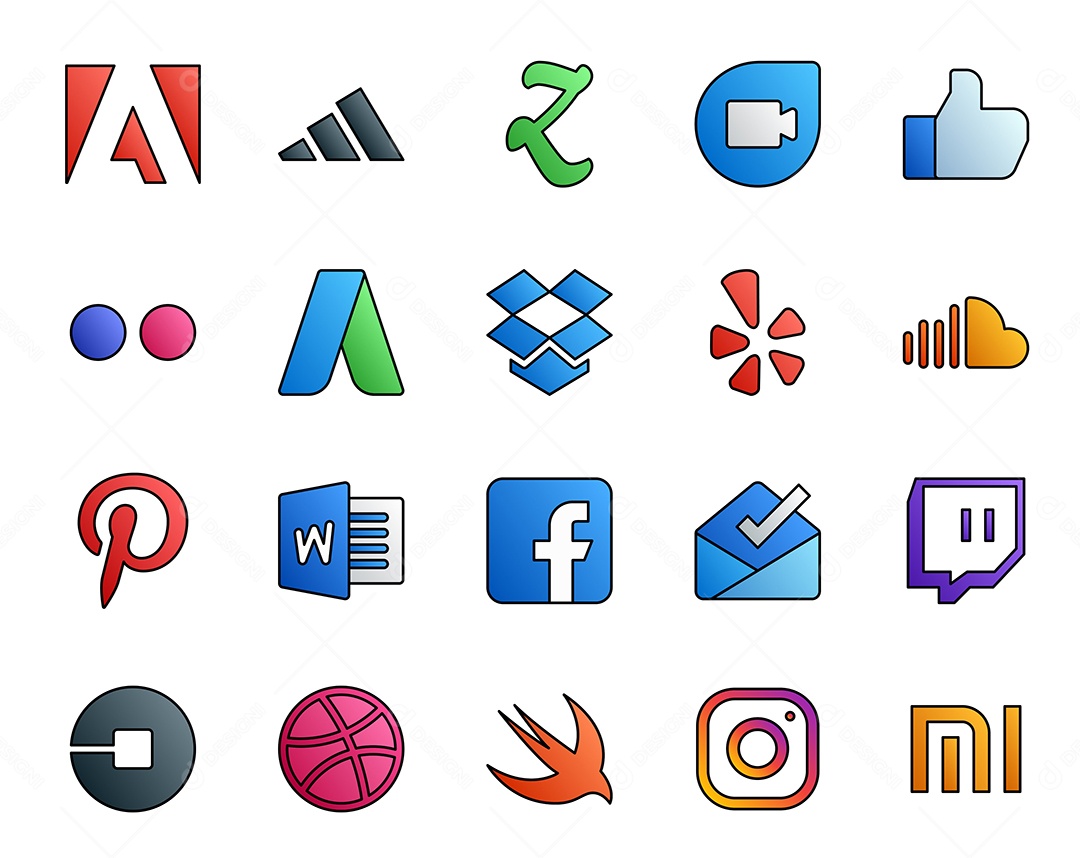 Pacote De Ícones De Redes Sociais Vetor EPS