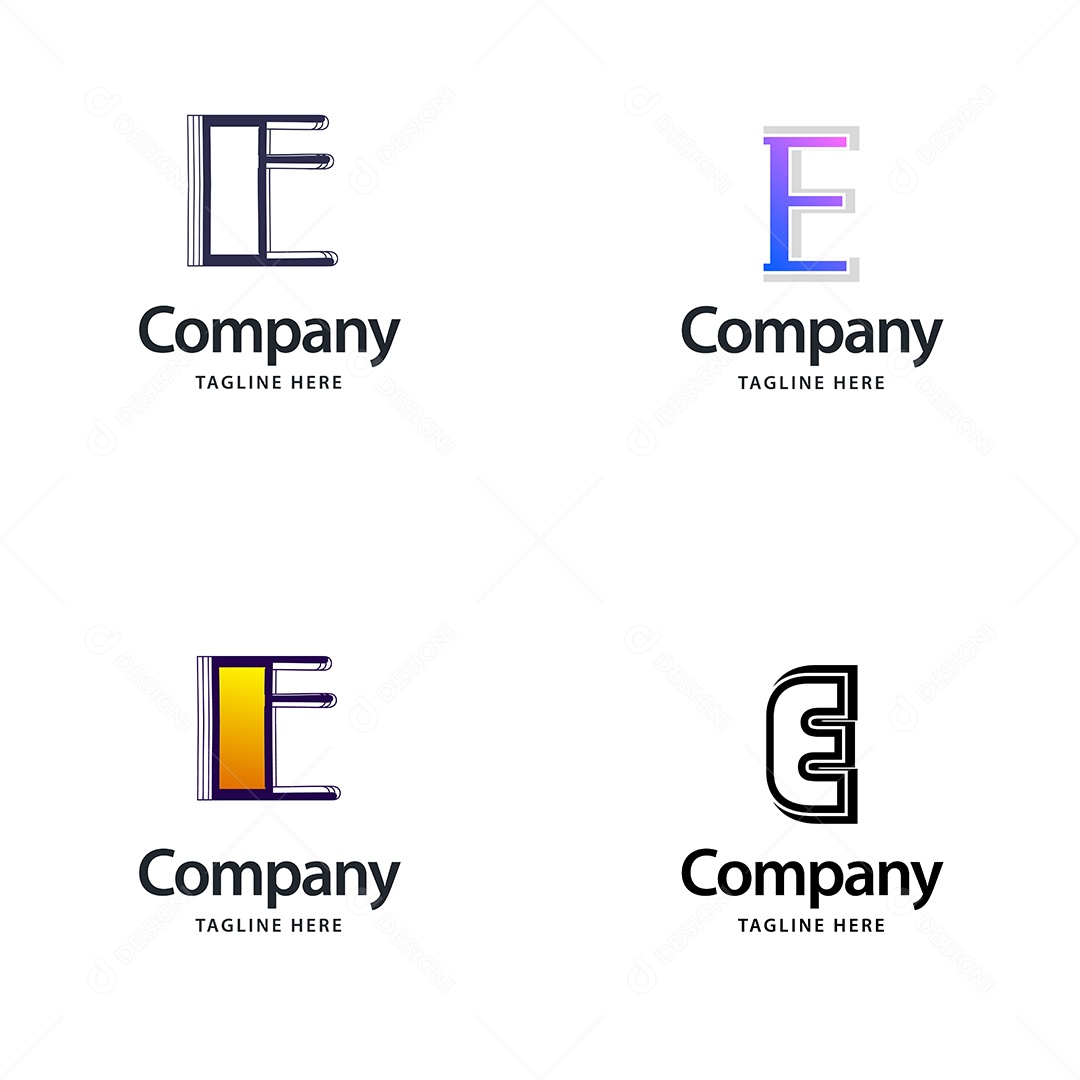 Logo E Personalizada Logotipos Modernos Vetor EPS