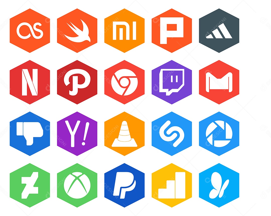 Pacote De Ícones De Redes Sociais Incluindo Pinterest Xbox e Netflix Vetor EPS