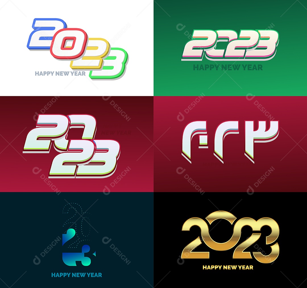 Símbolos de Feliz Ano Novo de 2023 Vetor EPS